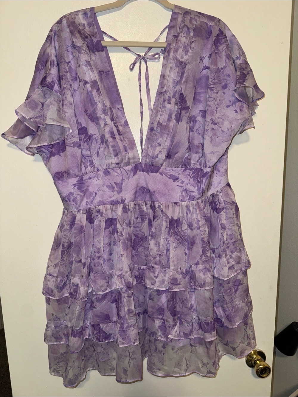 Fashion Nova Lavender Floral Ruffle Tunic